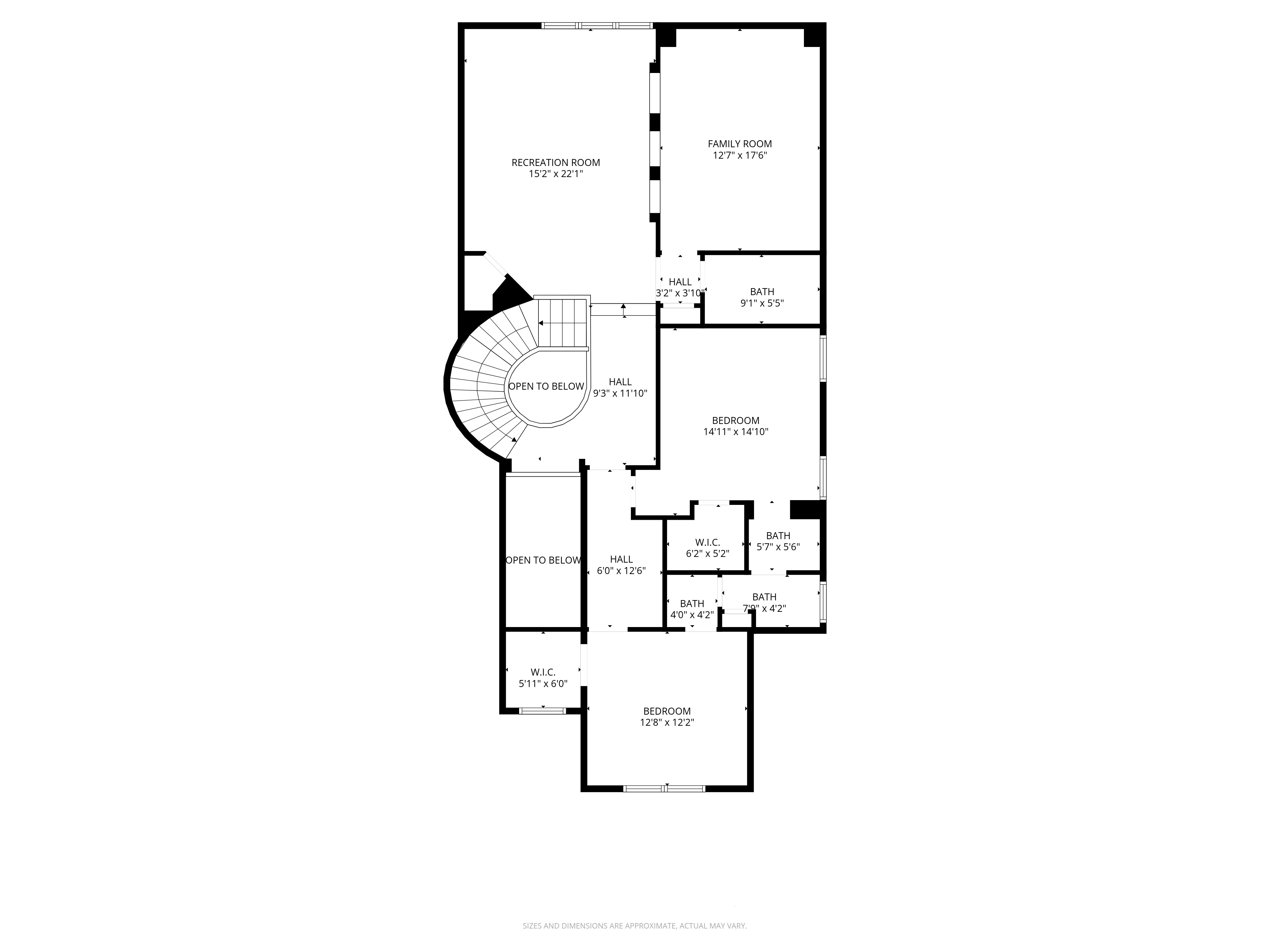 Second floor plan showing secondary bedrooms, media room, and game room